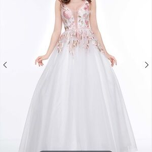 Colors Blush pink white gorgeous formal wedding prom evening dress size 8